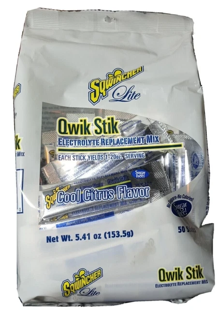 Sqwincher Qwik Stik 0 Sugar 0 Calorie Drink Mix Powder 50 pack Cool citrus 🍊
