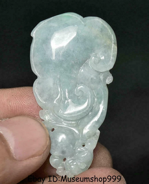 2" Natural emerald jade jadeite Feng Shui Ruyi Ru Yi auspicious Pendant Amulet