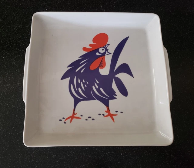 Mid Century Modern Atomic Rooster Deep Dish Pan Plate Naaman Israel Platter
