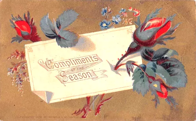 #G4583    Victorian    Card,  Compliments   Season