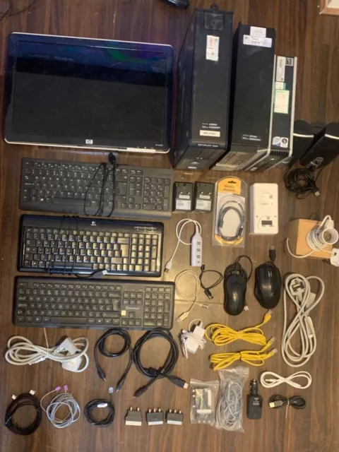 Huge Joblot Used Electronics; Monitor, Computer’s, Cables, Ethernet, Etc.
