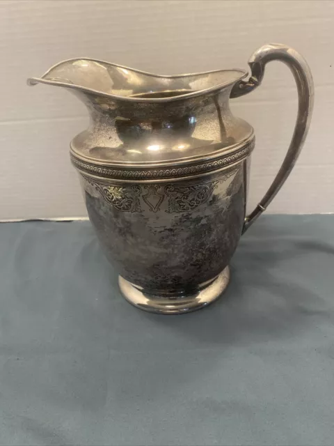 Pilgrim Silverplate Engraved Water Pitcher/Vase/Jug Art Deco Style 6-pints 2