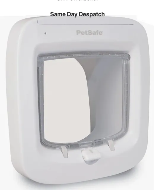 PetSafe Microchip Cat Flap Door Auto Lock/Open White USED with Instructions