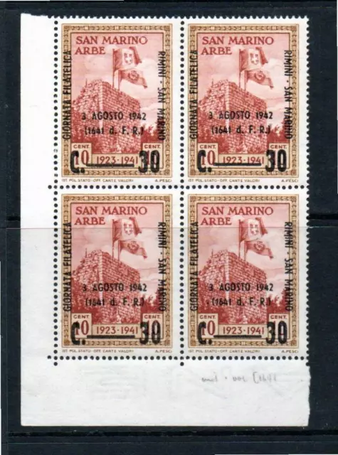 San Marino Mnh 1942 Sg252 Italian Philatelic Congress Block Of 4