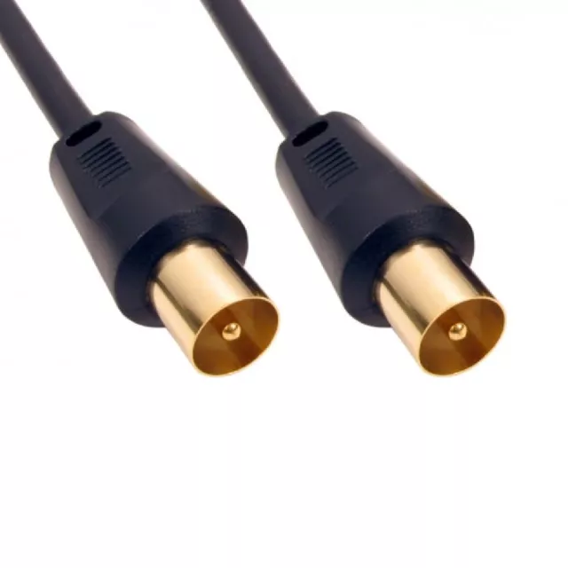 TV Aerial Cable COAX Coaxial RF Fly Lead Male to Male 0.5m to 50m Short Long 2