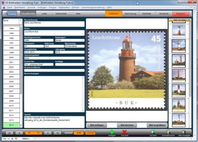 GS Briefmarken-Verwaltung 4 plus - Software zur Verwaltung Ihrer Sammlung 3
