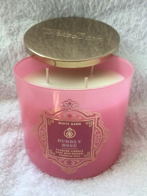 White Barn/Bath & Body Works BUBBLY ROSE Large 3-Wick Scented Candle. 411g. BN.