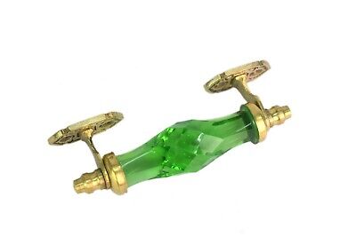 Green Glass Door Handle Victorian Style Brass Fitted Wardrobe handle i24-301 3
