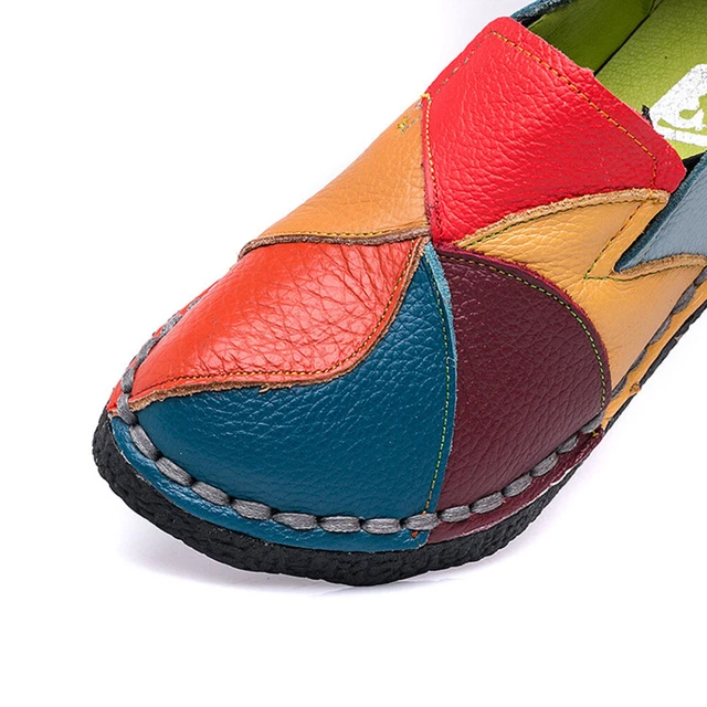 Chaussures en cuir pour femmes de couleur rétro de style ethnique de grande 2