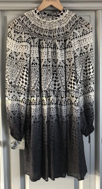 Mint Velvet Gorgeous Dip Dye Smock Detail Mini Dress Size 8 WORN ONCE