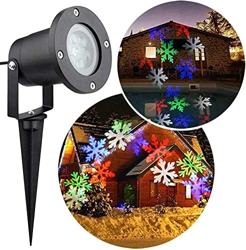 Projecteur Noel LED Flocon de Neige Lampe Étanche Lumière pour Extérieur Intérie