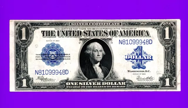 1923 $1 “Horse Blanket” Silver Certificate Crisp Nice Condition Large Note