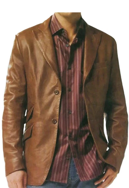 Blazer En Cuir Daim Marron Pour Hommes - 100% Pur Daim, Taille Sur Mesure, Neuf Avec étiquettes