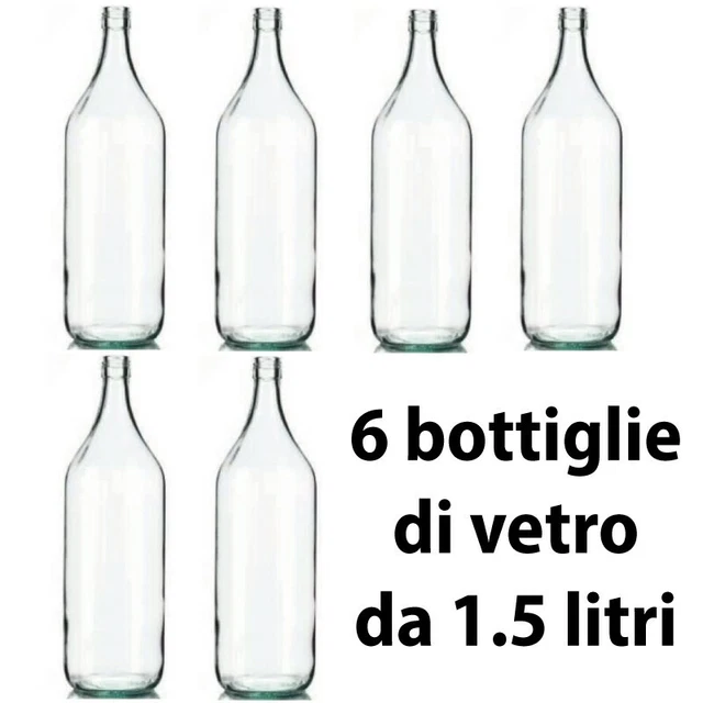 Set Di 6 Bottiglie In Vetro XL Da 1,1 Litri Con Tappo In Sughero, Forma Rotonda, Ideali Per Latte, Liquori E Decanter, Stile Vintage