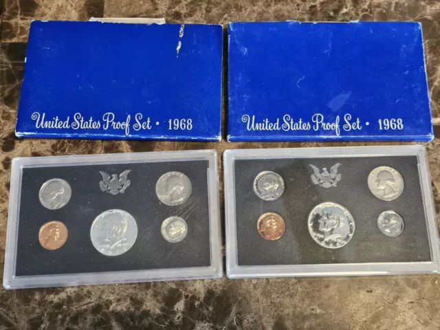 2 - 1968 S PROOF SETs - PENNY / NICKEL / DIME / QUARTER - 40% Silver HALF