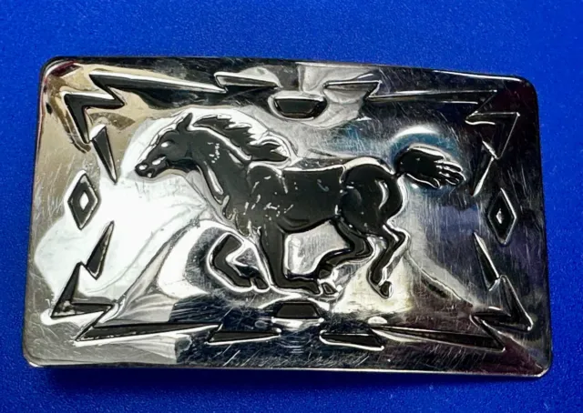 Mustang Running Horse Chambers Belt Co. Cowboy Vintage Belt Buckle