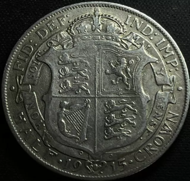 UK Silver 1/2 Crown 1915 - George V Type 1 - XF