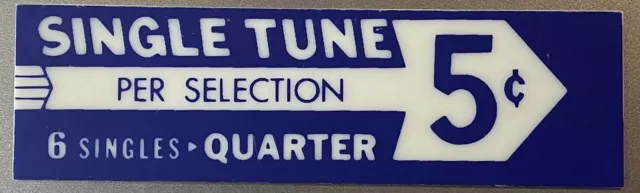 Seeburg V200 Jukebox Program Drum Pricing Window Insert “5¢ Per Selection” 6/25