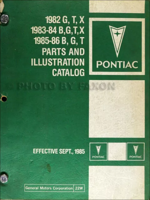 1984-1985-1986 Pontiac Parts Book Bonneville Grand Prix Parisienne Part Catalog