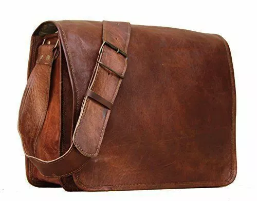 Leder Umhängetasche 17 Zoll Laptop Tasche Schultertasche Messenger Bag Vintage