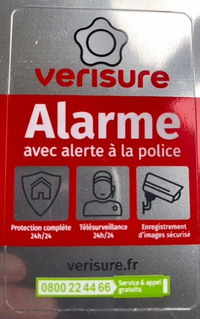 Plaque Dissuasive Verisure Modèle 2026 - Plexi 24x15 Cm - Neuve + étiquette