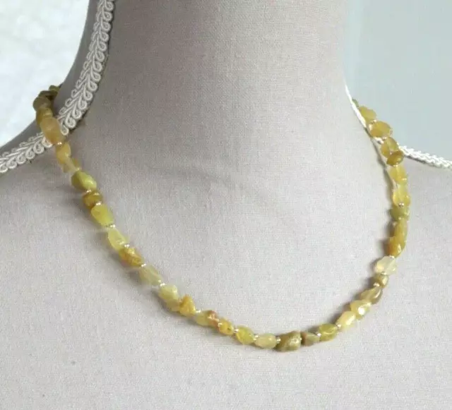 Golden Opal Nugget Necklace ~ Sterling Silver 18" In Length