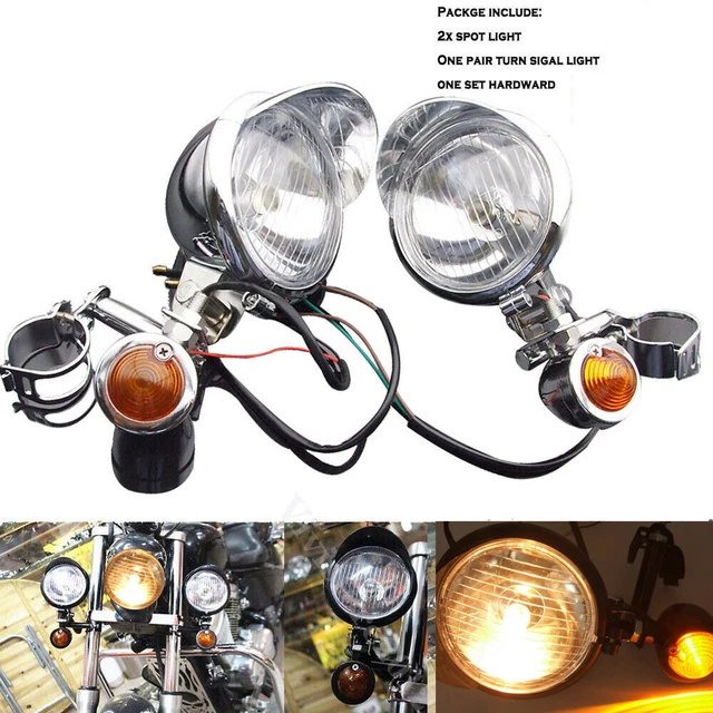 LED Passing Fog Spot Lights For Harley Road King Electra Glide – Chrome, Front Turn Signals, 1994-2013