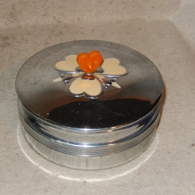 Vintage CHASE Chrome Art Deco Bakelite Covered Glass Dish Butterscotch Heart Box