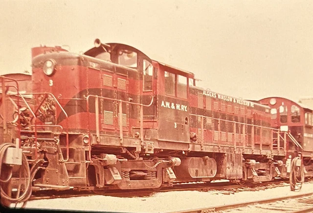 Vtg 35mm Slide Algers Winslow & Western Railroad Train Engine 3 Duplicate