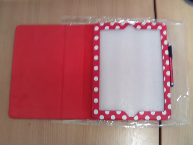 Apple iPad 4th Generation RED Polka Dot Cover Hard Easel Case Stylus & Protector 3