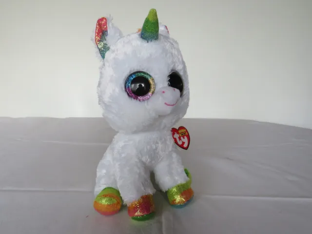 Ty Glubschi´s Beanie Boo´s Einhorn @ PIXY @  Gr L - 24 cm weiß-bunt Glitzer NEU