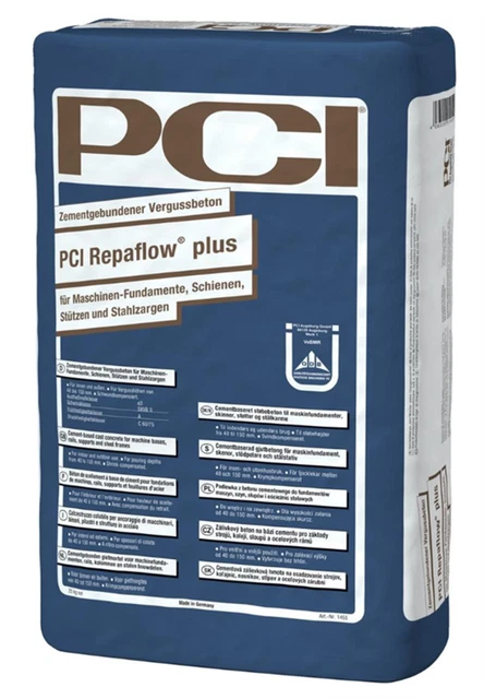 PCI Repaflow Plus 25 kg hormigón fundido soportes prefabricados máquinas placas de acero