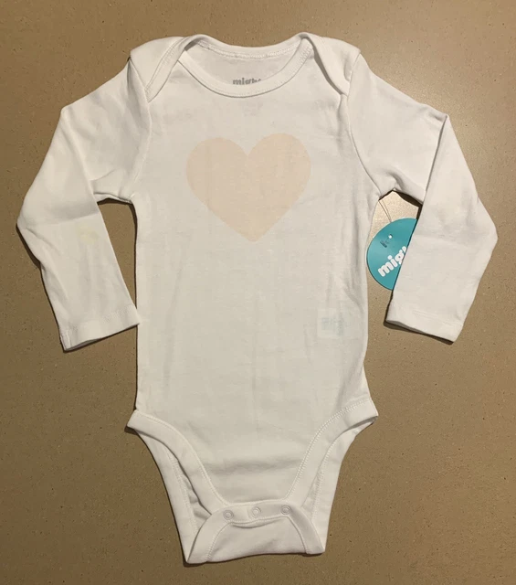 BABY INFANT ONE PIECE BODYSUIT GIRL'S LONG SLEEVE 9 Months Peach Heart NWT