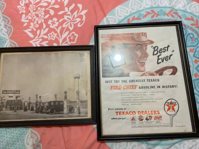 Vintage Texaco Fire Chief Gasoline Advertisements Lot Of 2 **Read Description**