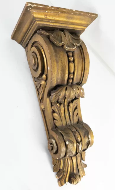 Antique Decorative Architectural Gilt Carved Wood Corbel Wall Bracket Shelf