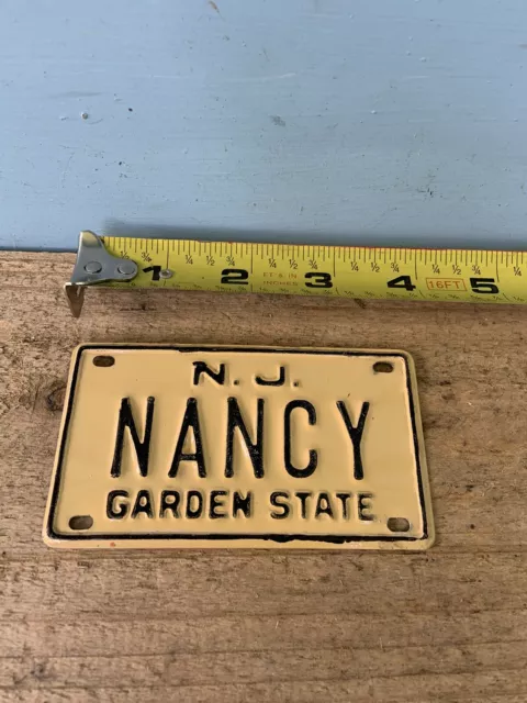 Old School JERSEY Bike License Plate “NANCY ”—SCHWINN Stingray,Mongoose BMX