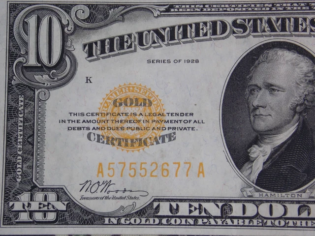 1928 $10 Ten Dollar GOLD Certificate Note Fr#2400 Woods/Mellon #677A ECC&C, Inc
