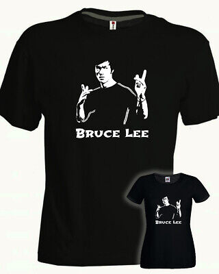 Tshirt Bruce Lee nera cotone arti marziali uomo donna Jeet Kune Do chan film