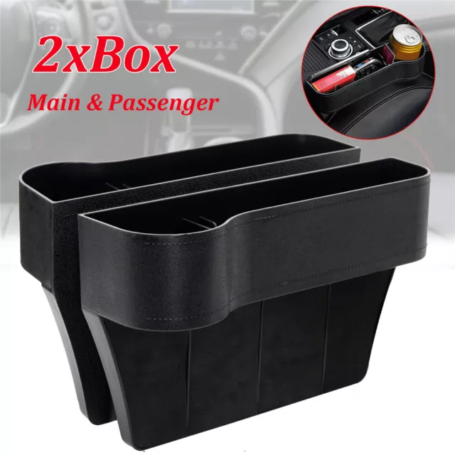 2PCS Car Seat Storage Box&Console Side Pocket Coin Phone Organizer Cup Holder UK