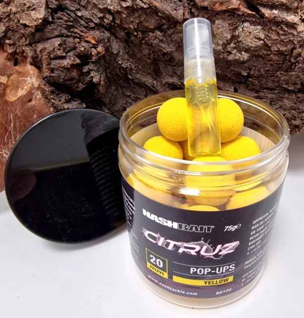 Nash Citruz Pop Ups Yellow 20mm 75g + 3ml Concentrate Spray schwimmende Boilies
