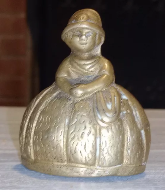 Colonial Style Woman Small Brass Bell with Clapper Legs Vintage