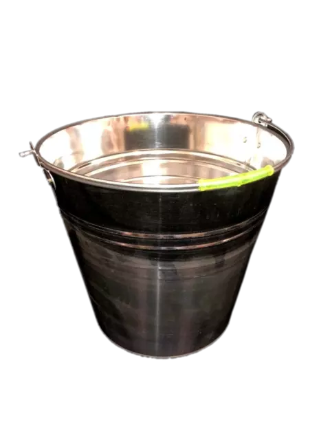 2 x 12L Metal Bucket Ribbed Galvanized Tin Ice Water Pot Wt Handle zinc silver