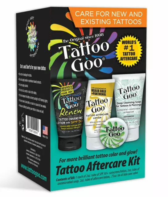NEW Tattoo Goo Aftercare Kit 3pcs Cleansing Soap Salve Tins Healix Lotion NEW Tattoo Goo Aftercare Kit 3pcs Cleansing Soap Salve Tins Healix Lotion