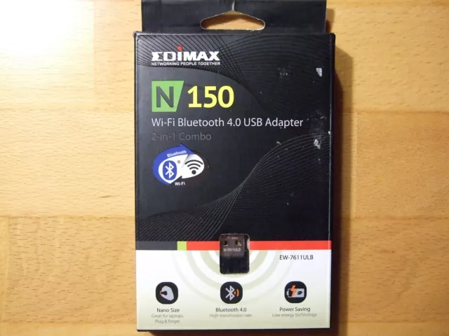 Edimax N150 2-1 WIFI & Bluetooth 4.0 Nano USB-A 2.0 Adapter (EW-7611ULB,)