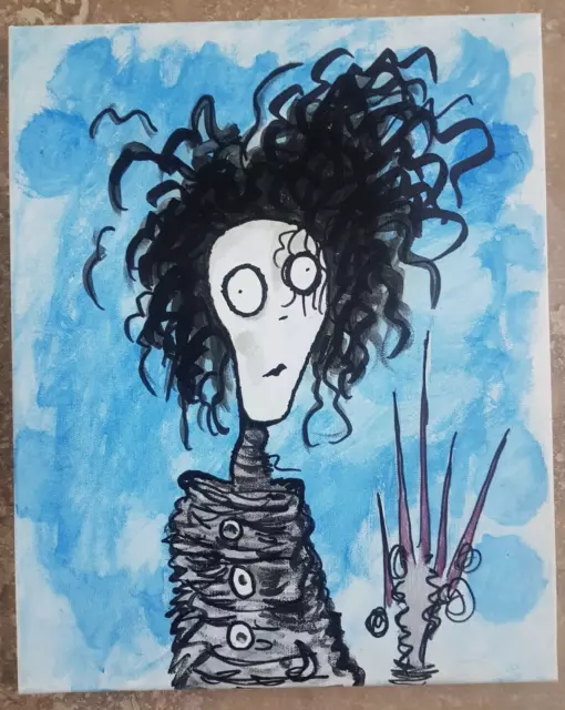 Tableau peinture acrylique Edward aux mains d'argent Timl Burton Johnny Deep