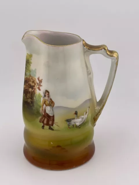 Antique Royal Bayreuth  Bavaria Creamer Pitcher - Woman with Ducks