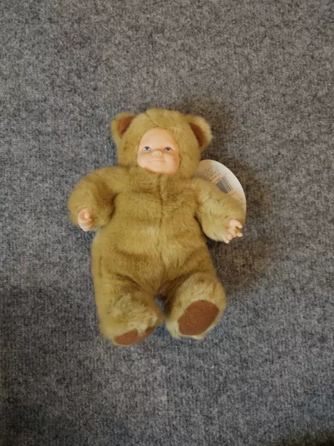 Anne Geddes Baby Bears Plush Bean Filled Collection Blue Eyes Brown Doll 9” Tags