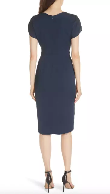 Milly Womens Navy Alexa Ruched Stretch Silk Dress Sz 4 L91913 2