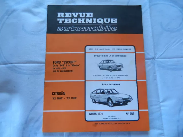 RTA  revue technique automobile etat comme neuf CITROEN CX 2000 / CX 2200  n 354