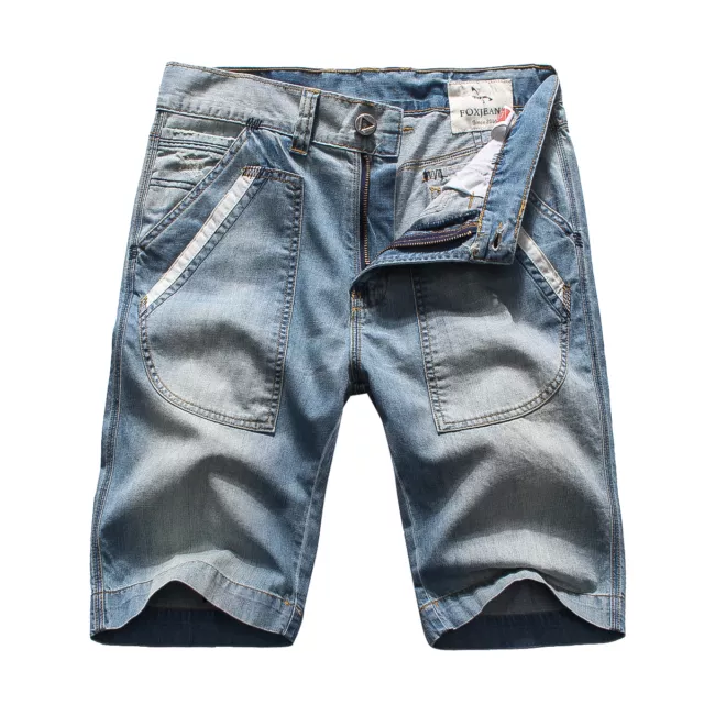 FOX JEANS Men's Tony Light Blue Denim Shorts Mens Jeans Shorts SIZE 32-44